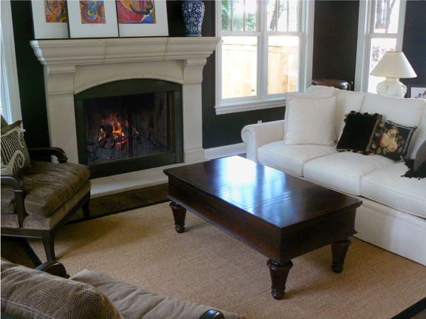 Custom Fireplace Mantel with black filler panels