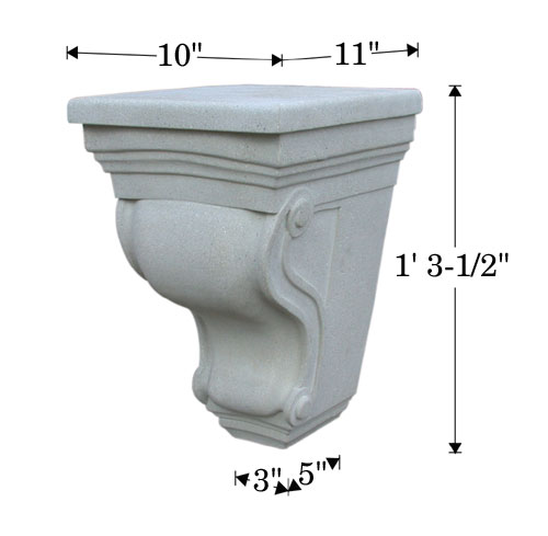 Cast Stone Bracket Photo with dimensions BR 360