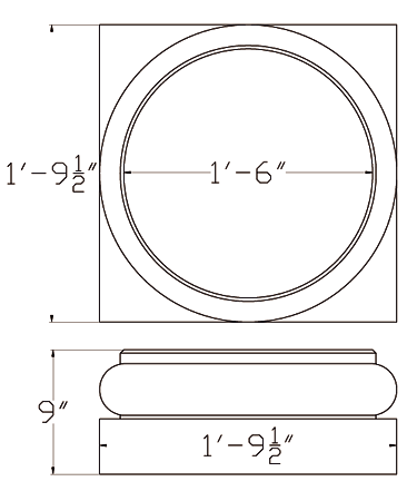 Cast Stone Column Doric Base Drawing CL DB 18