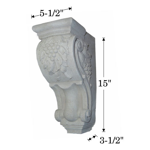 Cast Stone Bracket Photo with dimensions BR 501