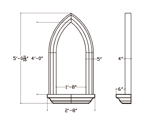 Cast Stone Niche Drawing NI 522